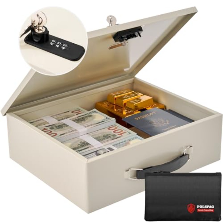 Fireproof Document Box with Ke - Fire Safe Document 评论和价格