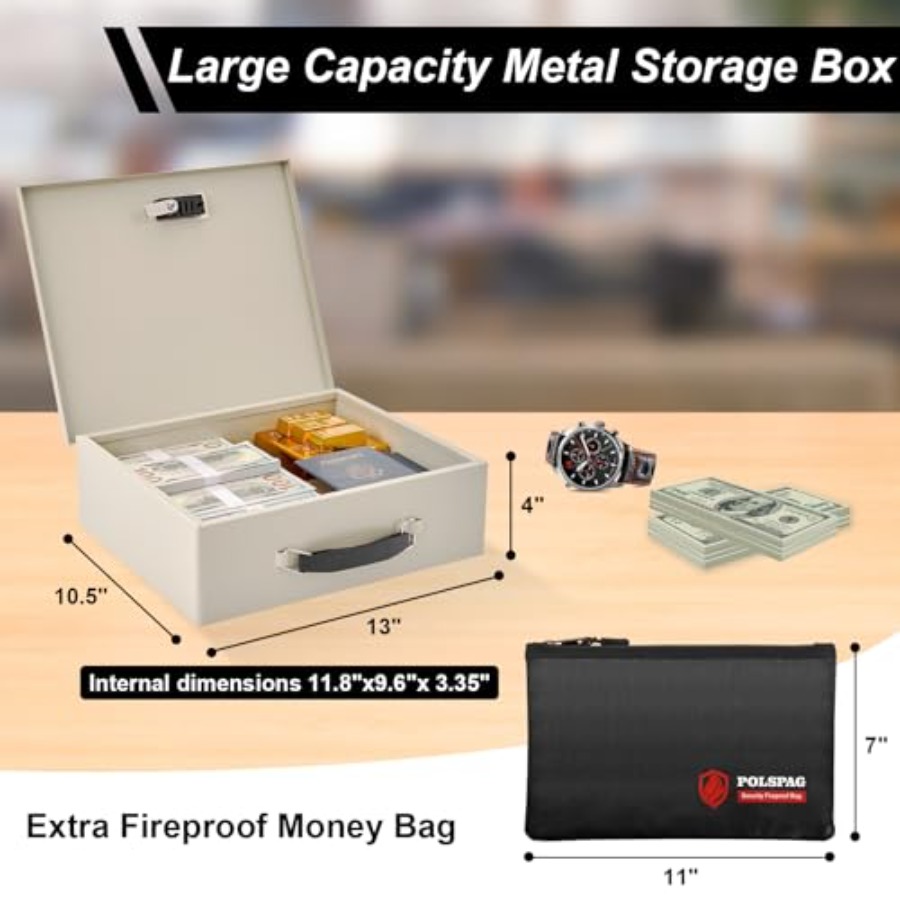 Fireproof Document Box with Ke - Fire Safe Document 评论和价格
