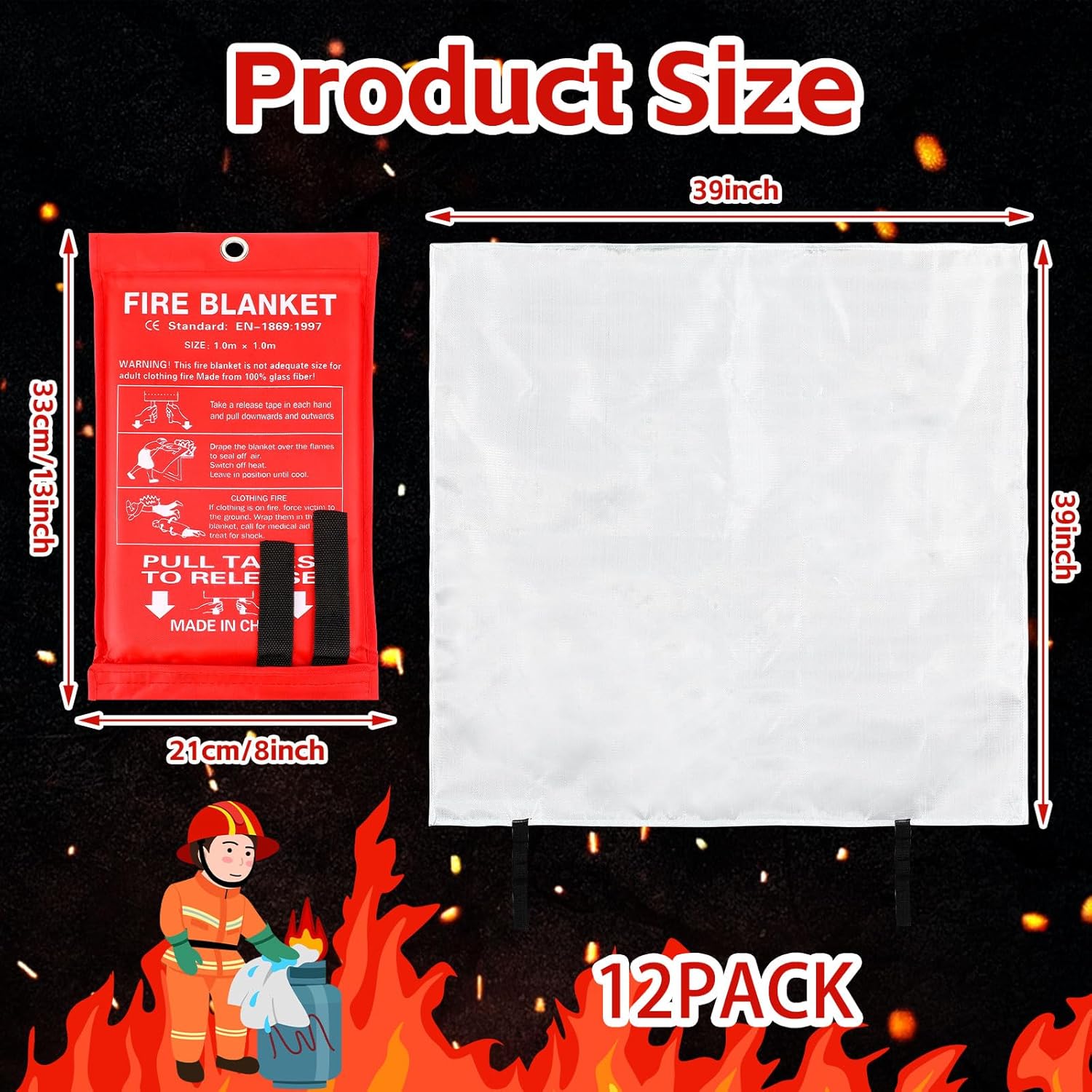 12 Pack Fire Blankets 39x39 In - Fire Blanket Kitchen 评论和价格