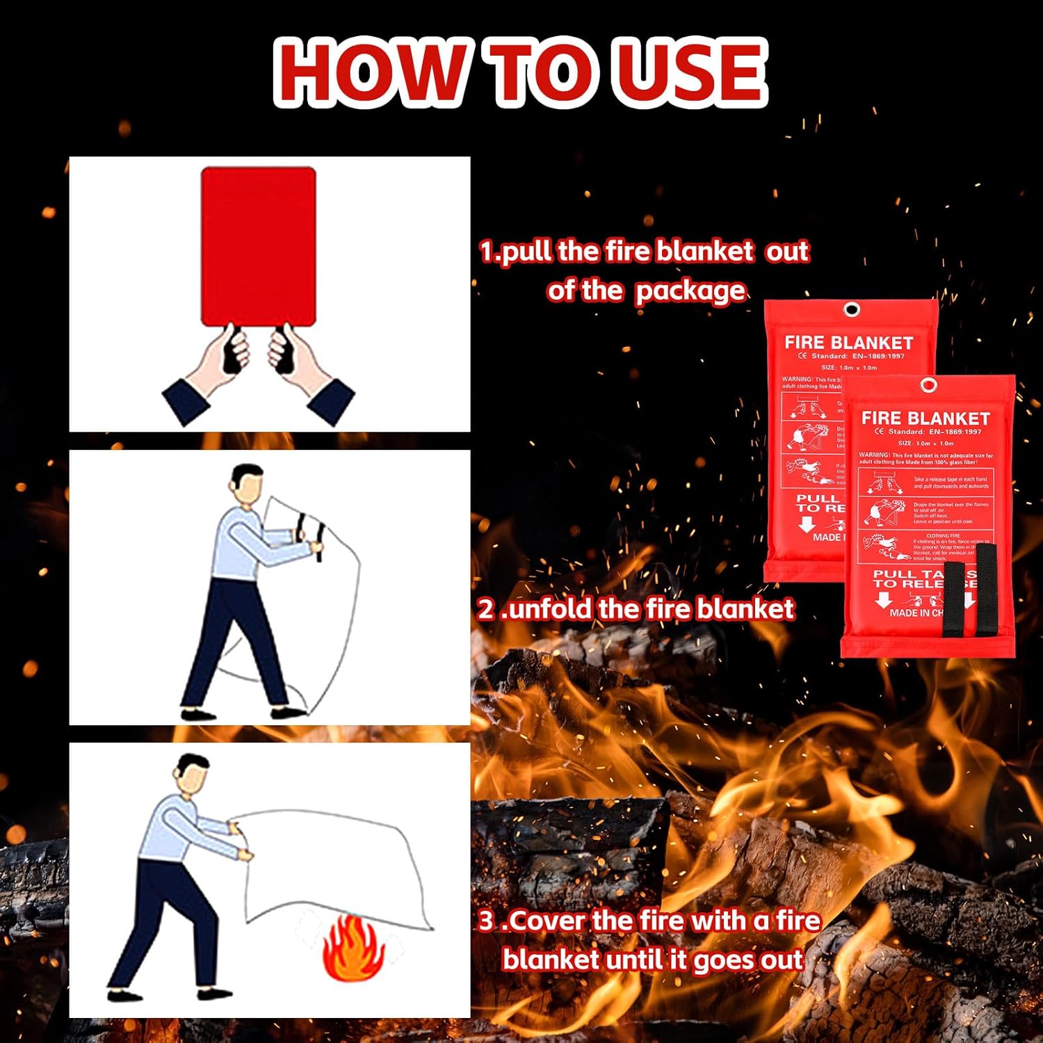 12 Pack Fire Blankets 39x39 In - Fire Blanket Kitchen 评论和价格
