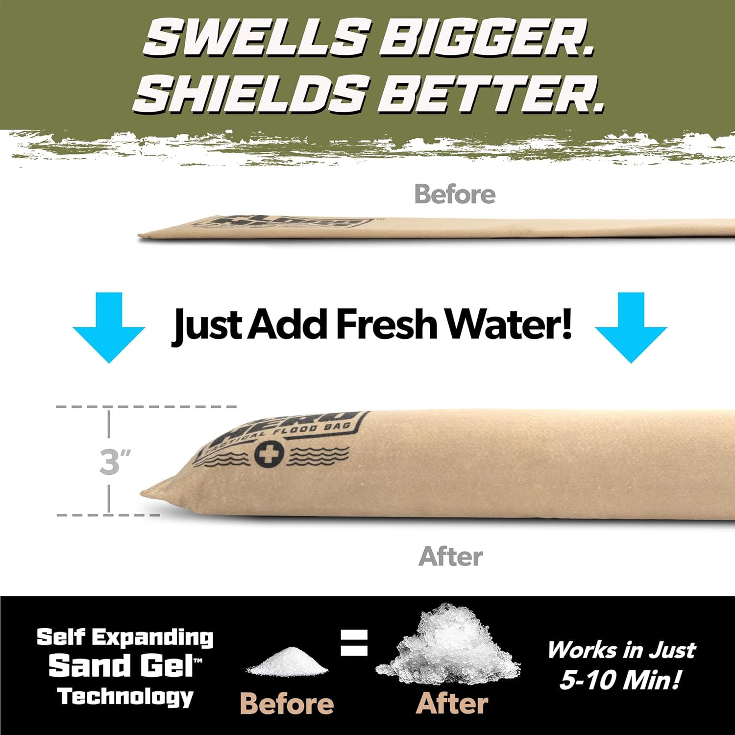 3 ft Water Activated Sandbags  - Flood Barrier Bag 评论和价格