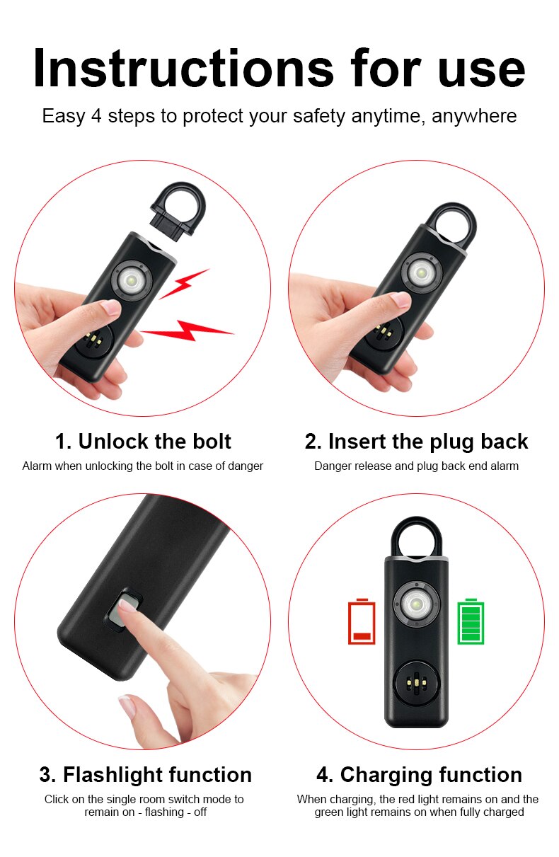 Women's 130dB Personal Safety  - Personal Alarm Keychain 评论和价格