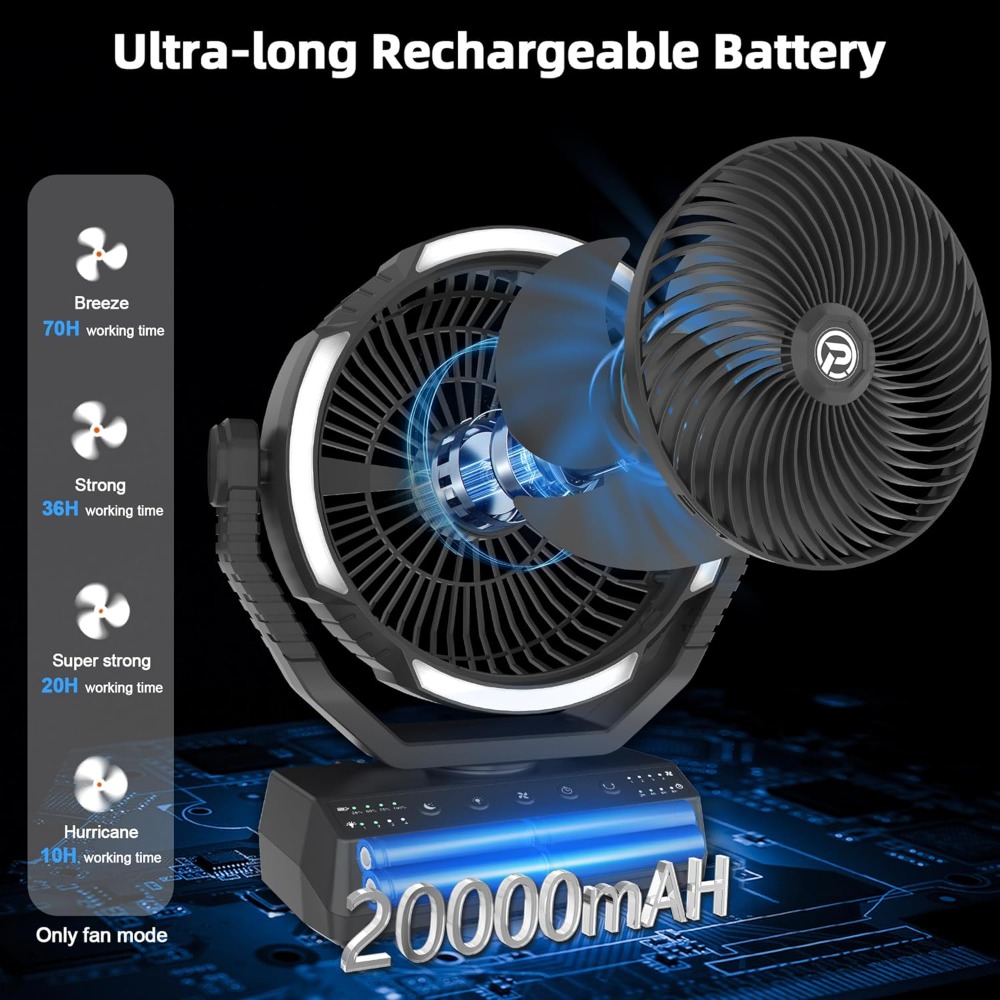 20000mAh Camping Fan with Ligh - Power Outage Light 评论和价格