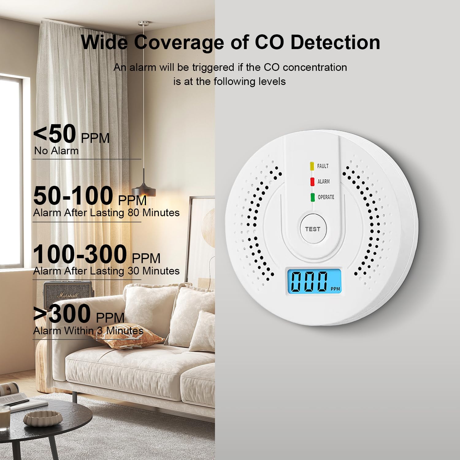 Carbon Monoxide Detector CO Ga - Smoke Detector Interconnected 评论和价格