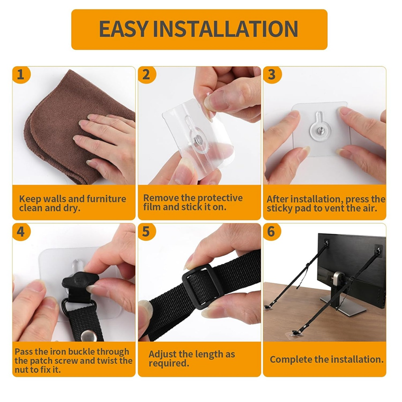 L62A 4 PCS Adjustable TV Safet - Earthquake Anchor Strap 评论和价格